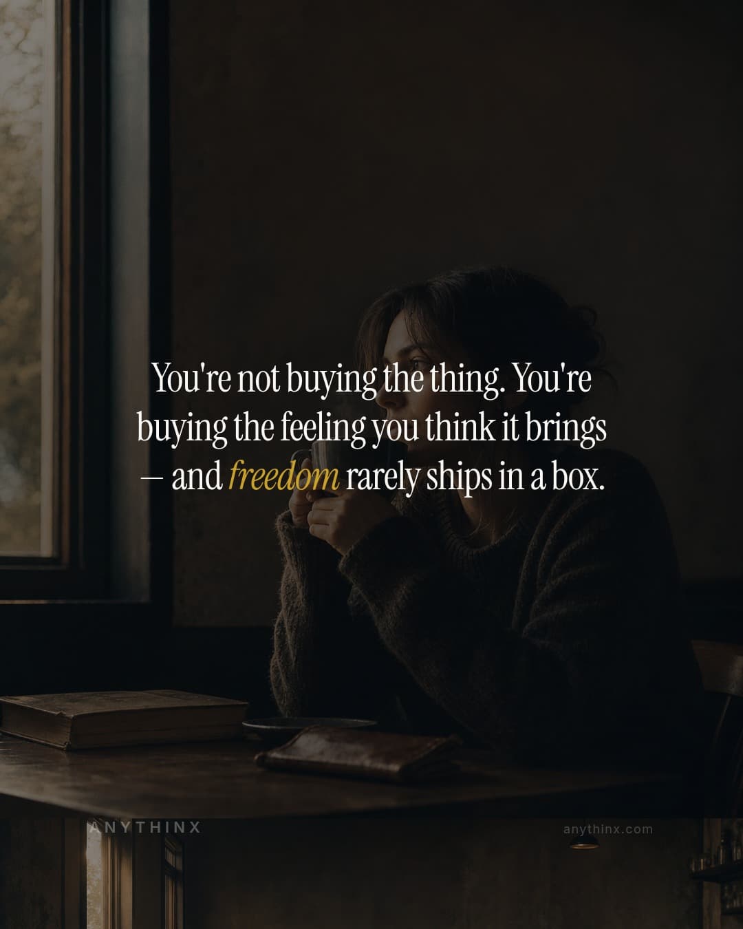 You're not buying the thing. You're buying the feeling you think it brings — and freedom rarely ships in a box.