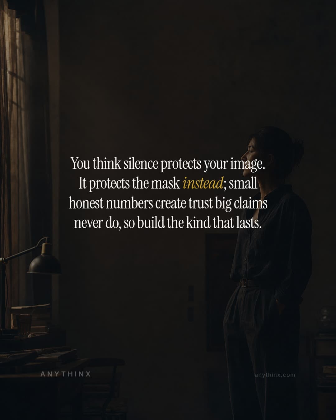 You think silence protects your image. It protects the mask instead; small honest numbers create trust big claims never do, so build the kind that lasts.