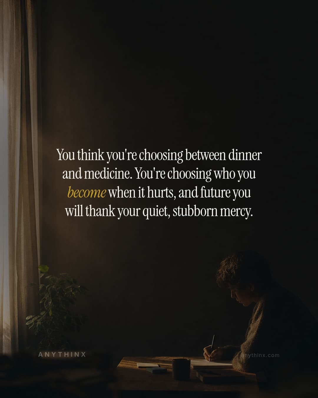 You think you're choosing between dinner and medicine. You're choosing who you become when it hurts, and future you will thank your quiet, stubborn mercy.